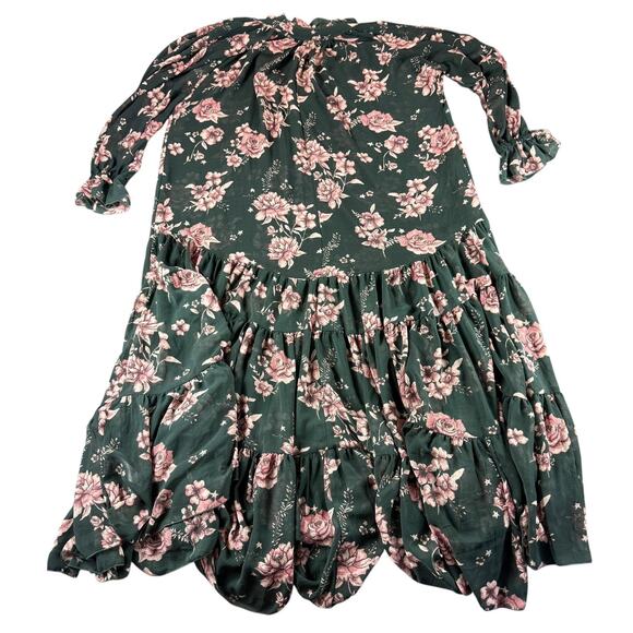 Free People Dress Womens XS Boho Maxi Long Sleeve Tiered Ruffle Floral - Picture 9 of 11